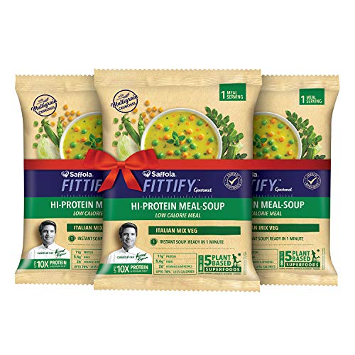 Product Cover Saffola FITTIFY Gourmet Hi-Protein Meal Soup Italian Mix Veg Single Serve (Buy 2 Get 1)
