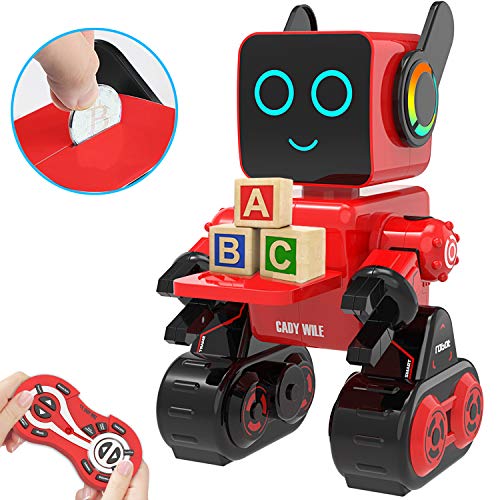 Product Cover HBUDS Robots for Kids, Remote Control Robot Intelligent Interactive Robot LED Light Speaks Dance Moves Built-in Coin Bank Programmable Rechargeable RC Robot Kit for Boys, Girls,Age 8 + Years (Red)