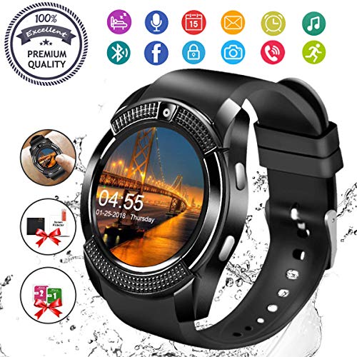 Product Cover Smart Watch, Bluetooth Smartwatch Touch Screen Wrist Watch with Camera/SIM Card Slot,Waterproof Smart Watch Sports Fitness Tracker Android Phone Watch Compatible with Android Phones Samsung Huawei