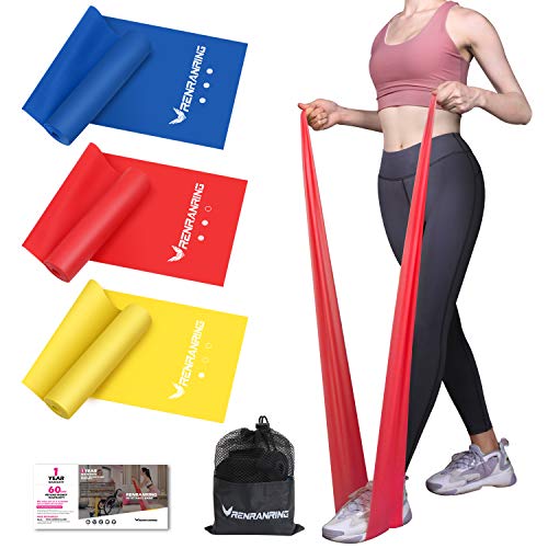 Product Cover RENRANRING Resistance Bands Set, Exercise Bands for Physical Therapy, Yoga, Pilates, Rehab and Home Workout, 3 Pack Non-Latex Elastic Bands Include Door Anchor (Yellow Red Blue)