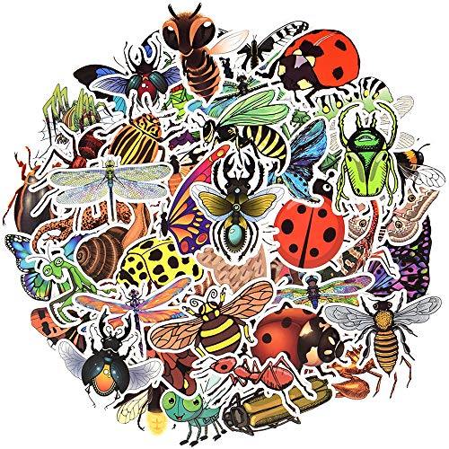 Product Cover Waterproof Nature Vinyl Stickers Pack for Scrapbooking Water Bottle DIY (50 Pcs Insect Style)