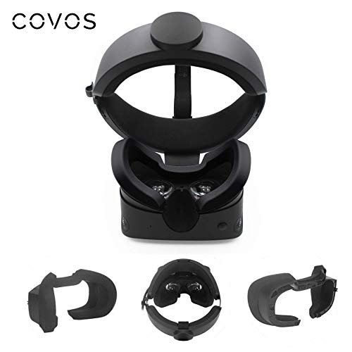 Product Cover Covos VR Face Cover for Oculus Rift S Silicone Cover Mask, Protective Face Cover Mask, Rift S VR Cover Sweatproof Waterproof LightProof Anti-Dirty Washable(Black)
