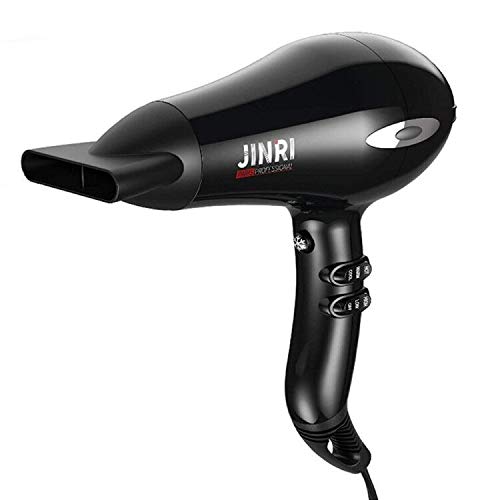 Product Cover JINRI Professional Salon Hair Dryer, Powerful 1875W Ceramic Tourmaline Blow Dryer, Lightweight Quiet AC Motor Negative Ionic Hairdryer with Concentrator, Black
