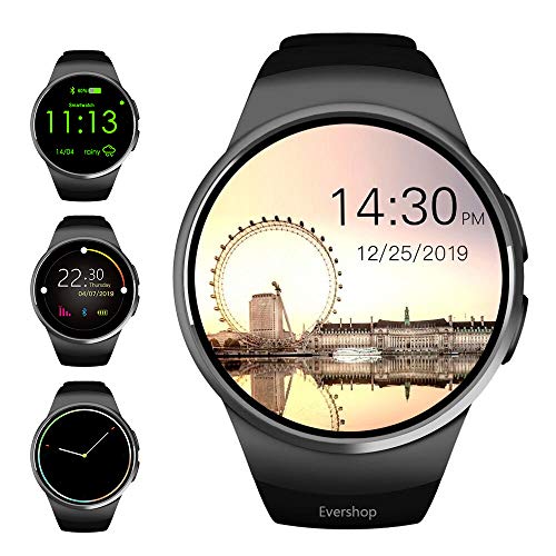 Product Cover Evershop Smart Watch Phone with TF SIM Card Slot for Men Women, 1.5 inches IPS Round Touch Screen Fitness Tracker Watch with Heart Rate Monitor,Sleep Monitor, Pedometer for Android iOS