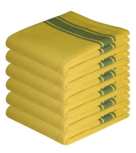 Product Cover Home Colors Cotton Super Absorbent and Quick Dry - 17 x 27 inch - Hand Towels, Bar Towels, Spa Towels, Dish Towels, Kitchen Towels, Cleaning Cloths, Drying Towels, Floor Wipes - Yellow - Pack of 6
