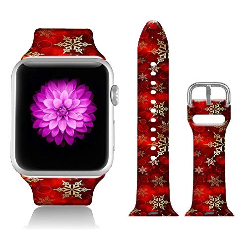 Product Cover FTFCASE Sport Bands Compatible with iWatch 38mm/40mm Red Christmas, Flower Printed Soft Silicone Strap Replacement for iWatch 38mm/40mm Series 5/4/3/2/1