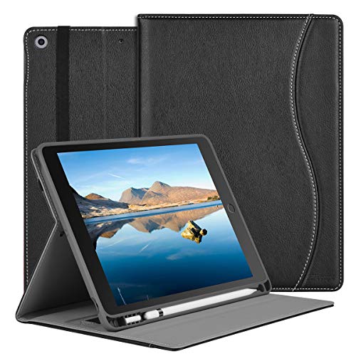 Product Cover iPad 7th Generation Case 10.2 with Apple Pencil Holder, Premium PU Leather Folio with Auto Sleep/Wake, Multiple Viewing Angles Stand Protective Cover for 2019 10.2 inch iPad Black
