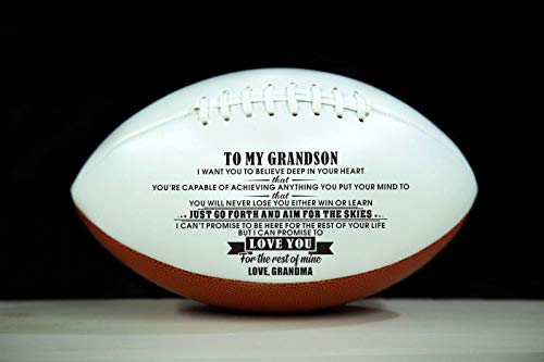 Product Cover ZXOTTY to My Grandson Love You from Grandma Engraved American Football Gift for Your Son Anniversary Birthday Wedding Graduation Gift to Fan Quote Grandmother Other (Grandma Grandson)