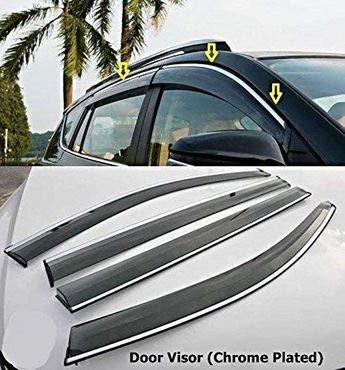 Product Cover Decode Car Rain Wind Door Visor (Chrome/Silver Linning) Compatible for Maruti Baleno