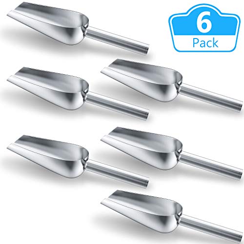 Product Cover 6 Pack 6 Ounce Stainless Steel Ice Scoop Metal Food Scoop Small Size for Kitchen Shop Popcorn Candy Coffee Beans