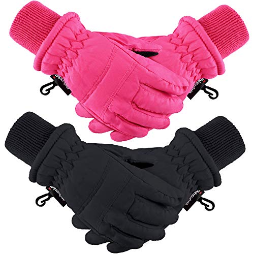Product Cover 2 Pairs Kids Winter Ski Gloves Waterproof Warm Snow Mittens Full Finger Gloves for 1-3 Years Toddlers Infants