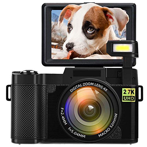 Product Cover Digital Camera 2.7k 24MP Ultra HD Vlogging Cameras for YouTube 3.0 Inch 180 Degree Rotation Flip Screen with Retractable Flash Light