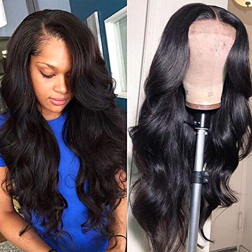 Product Cover Wingirl Hair Lace Front Human Hair Wigs for Women Pre Plucked Hairline 150% Denisty 9A Brazilian Body Wave Lace Front Wigs with Baby Hair Natural Color (18