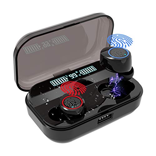 Product Cover Wireless Earbuds,Bluetooth 5.0 True Wireless Headphones,4000mAh Charging Dock LED Display 200H Playtime,IPX7 Waterproof in-Ear Headset Earphones,Built-in Mic with bass 3D Stereo Sound for Sports