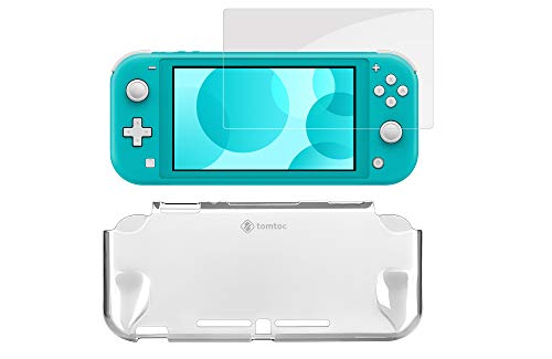 Product Cover tomtoc Protective Case Set for Nintendo Switch Lite, Hard Grip Clear Case Cover with Anti-Scratch Tempered Glass Screen Protector, Full Protection Accessories for Switch Lite 2019