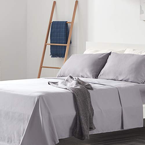 Product Cover SLEEP ZONE Bed Sheet Sets Temperature Regulation Soft Wrinkle Free Fade Resistant Easy Sheets 4 PC, Gull Gray,Queen