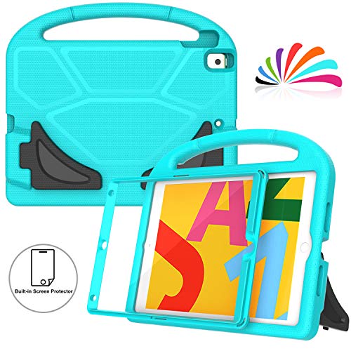 Product Cover TIRIN Case for iPad 7th Generation, iPad 10.2 2019 Kids Case with Built-in Screen Protector, Light Weight Shockproof Durable Handle Stand Kids Case for New iPad 10.2 Inch 2019 Release - Turquoise
