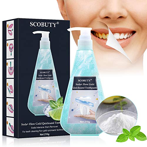 Product Cover Soda Toothpaste,Whitening Toothpaste,Stain Removal Toothpaste,Mint Flavour 100% Naturally Derived,Teeth Whitening Toothpaste Fluoride-Free,Flow Gold Quicksand Toothpaste - Polishes Teeth