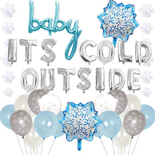 Product Cover Baby It's Cold Outside Party Decorations Blue - Snowflake Balloons, Garland for Winter Wonderland Baby Shower, Christmas, Frozen Birthday Party Supplies