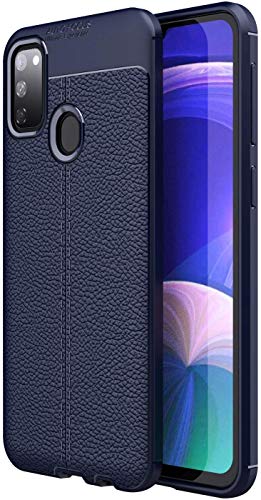 Product Cover MOBICLONICS® Leather Textured Autofocus Soft Back Case Cover for Samsung Galaxy M30s (Blue)