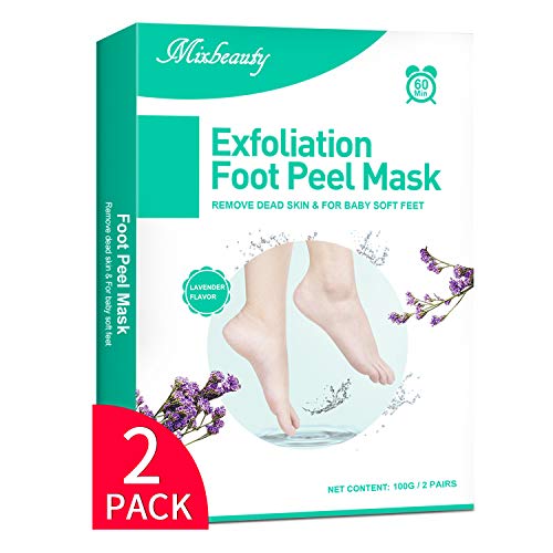 Product Cover Foot Peel Mask 2 Pack, Mixbeauty Exfoliating Foot Mask, Peeling Away Calluses and Dead Skin, Repair Rough and Cracked Heels, Get Baby Soft Feet (Lavender Scented)