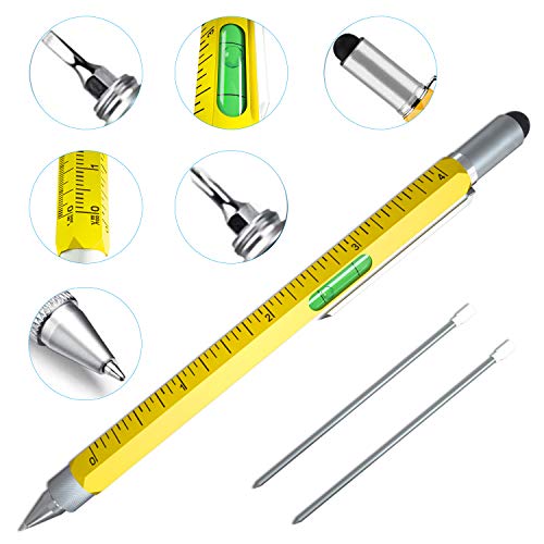 Product Cover Cool Pen Gifts for Men, Cutier 6-in-1 Multi Tool Tech Pen Gadgets Tools for Men, Personalized Gifts for Dad or Him, Funny Gift for Christmas, Father's Day Valentines or Birthdays Gifts (Yellow)