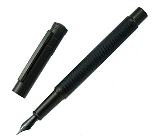 Product Cover Hongdian Black Forest Metal Fountain Pen Titanium Black Fine Nib Beautiful Tree Texture Excellent Writing Gift Pen