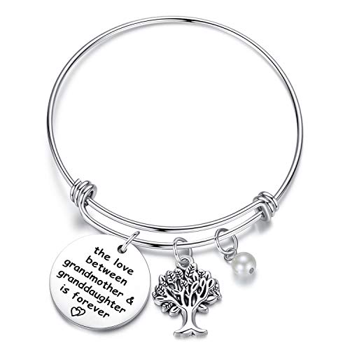 Product Cover Usview Granddaughter Bracelet The Love Between a Grandmother and Granddaughter is Forever Grandmother Quote Charm Bracelet Family Jewelry Gifts (granmother)