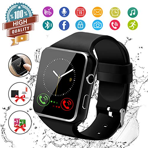 Product Cover Smart Watch,Bluetooth Smartwatch Touch Screen Wrist Watch with Camera/SIM Card Slot,Waterproof Smart Watch Sports Fitness Tracker Android Phone Watch Compatible with Android Phones Samsung Huawei