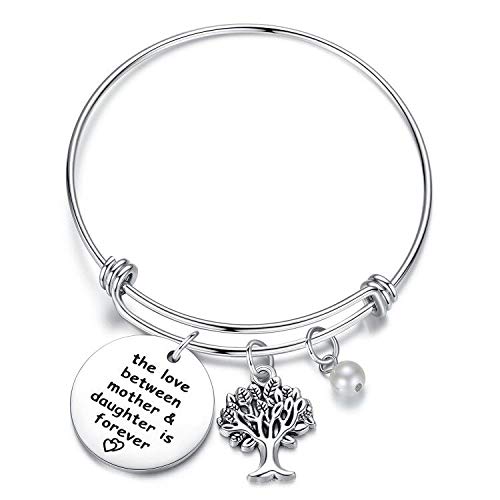 Product Cover Usview Inspirational Bracelet The Love Between A Mother and Daughter is Forever Expandable Family Tree of Life Bangle Bracelets Gifts for Mom, Women,Girls,Daughter Gifts