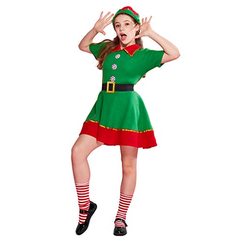 Product Cover EraSpooky Christmas Elf Santa's Helper Costume for Adult and Kid Family Fancy Dress