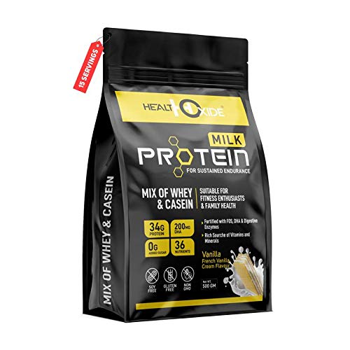 Product Cover Healthoxide Milk Protein Mix Of Whey & Casein Protein With DHA & Digestive Enzymes (500 Gm)