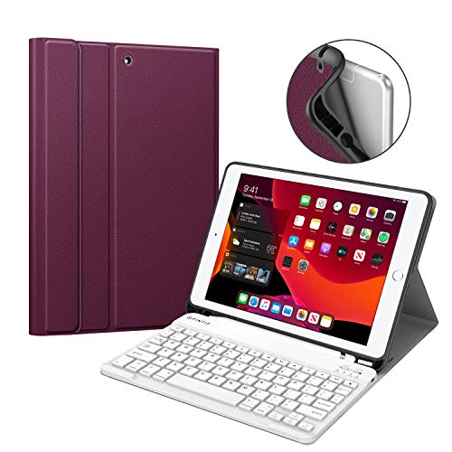 Product Cover Fintie Keyboard Case for New iPad 7th Generation 10.2 Inch 2019, Soft TPU Back Stand Cover w/Built-in Pencil Holder, Magnetically Detachable Wireless Bluetooth Keyboard for iPad 10.2