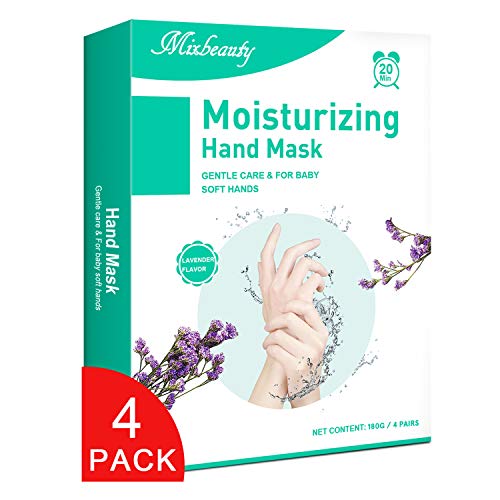 Product Cover Mixbeauty Hand Mask for Dry Hands 4 Pack, Mixbeauty Moisturing Gloves, Moisturing and Repairing Damaged, Dry and Cracked Skin, Hand Spa Treatment for Soothing and Whitening Rough Skin