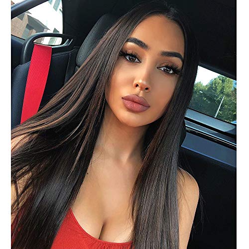 Product Cover Vigorous 30 Inch Synthetic Straight Long Black Wig Middle Part Wig for Women with Daily Wear Full Wig 30 In Wig.