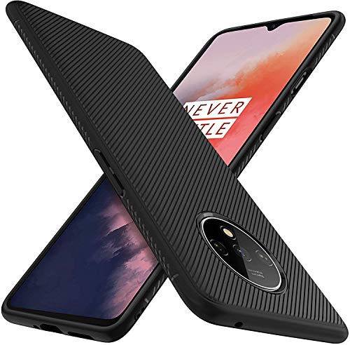Product Cover REALIKE OnePlus 7T Back Cover, Carbon Fiber Shockproof Case for Oneplus 7T (Texture Black)