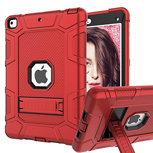 Product Cover iPad Mini 5 Case, iPad Mini 4 Case, Hybrid Three Layer Armor Shockproof Rugged Drop Protection Cover Case Built with Kickstand for iPad Mini 4/5 7.9 Inch (Red+Black)