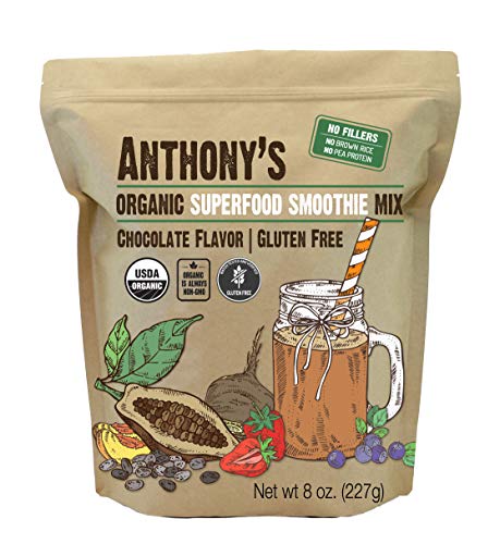 Product Cover Anthony's Organic Superfood Smoothie Mix, 8oz, Chocolate Flavor, Gluten Free, Vegan, No Fillers or Artificial Sweeteners
