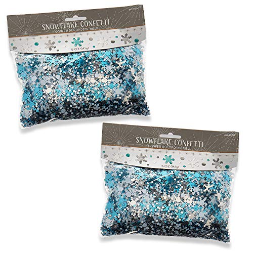 Product Cover Amscan 2 Pack Snowflake Metallic Foil Confetti | Christmas, Holiday, Winter Decoration