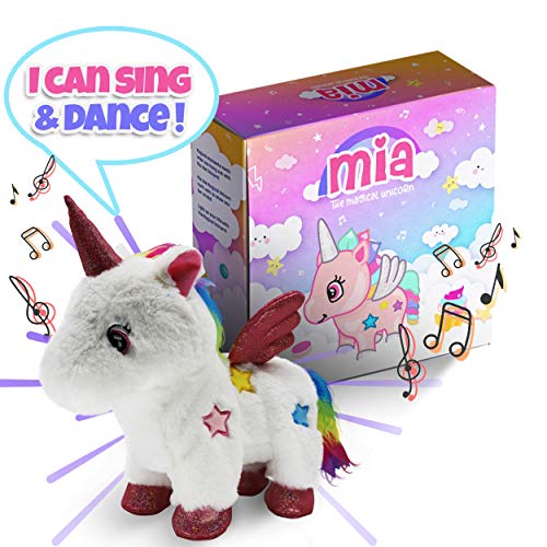 Product Cover CEER'S Mia The Magical Unicorn Toy for Girls with Walking Singing Light-Up Action Rainbow Toy for Child Development Great for 2 3 4 Year Old Girls