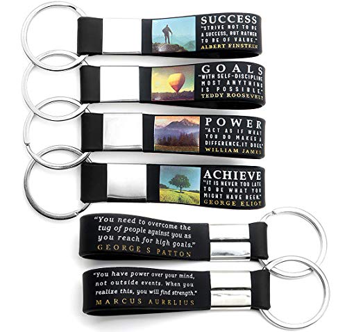 Product Cover (12-pack) Motivational Quote Keychains - Success, Achieve, Goals, Power - Wholesale Bulk Corporate Key Chains for Christmas Graduation Appreciation Company Business Gifts for Staff Employees Men Women