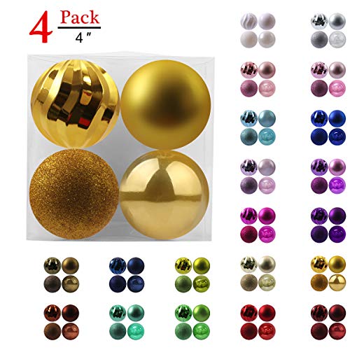 Product Cover GameXcel Christmas Balls Ornaments for Xmas Tree - Shatterproof Christmas Tree Decorations Large Hanging Ball Gold 4.0