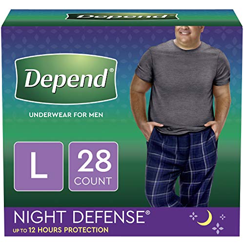 Product Cover Depend Night Defense Incontinence Underwear for Men, Overnight, Disposable Size L, 28 Count (2 Packs of 14) (Packaging May Vary)