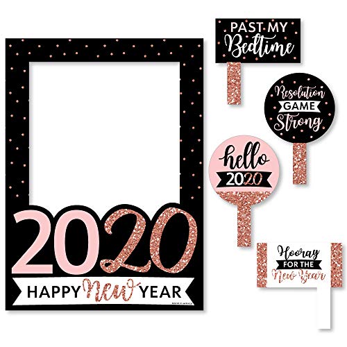 Product Cover Big Dot of Happiness Rose Gold Happy New Year - 2020 New Year's Eve Party Selfie Photo Booth Picture Frame and Props - Printed on Sturdy Material
