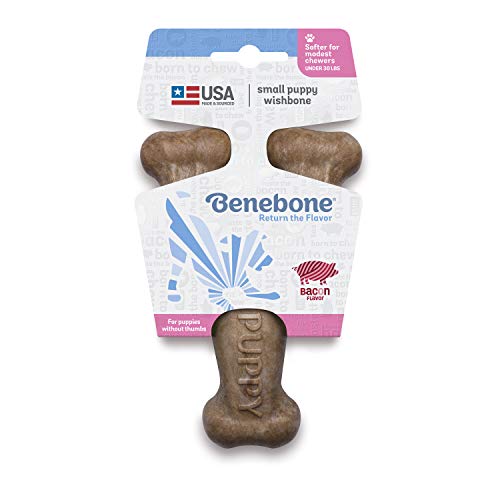 Product Cover Benebone Puppy Wishbone Dog Chew Toy, Softer for Modest Chewers, Made in USA