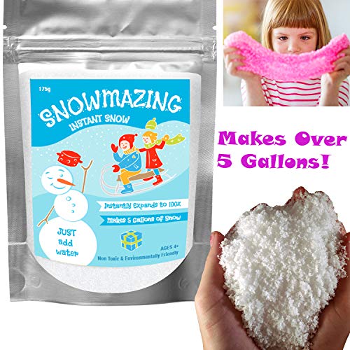 Product Cover Snowmazing Premium Instant Snow Powder - Makes 5 Gallons - Just Add Water - Great for Cloud Slime Christmas Village Holiday Décor Artificial Faux Snow