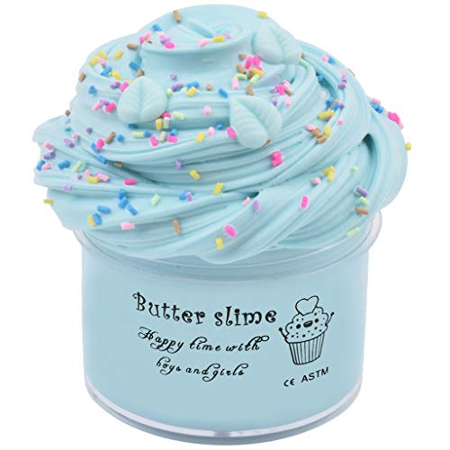Product Cover SEVENTHREE Fluffy Butter Slime Mint Blue Leaf Slime Putty Stress Relief and Scented Sludge Toy for Adults and Kids Stretched and Safe Without Non-Sticky Slime 7oz 200ml