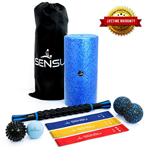 Product Cover 8-in-1 Foam Roller Set - Muscle Rollers Set Includes Peanut Ball, 3 Resistance Bands, Massage Roller Stick, Spikey Ball, and Lacrosse Ball for Deep-Tissue Massage and Myofascial Relief...