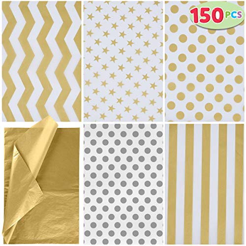 Product Cover JOYIN 150 Piece Christmas Metallic Silver and Gold Tissue Paper Assortment (20