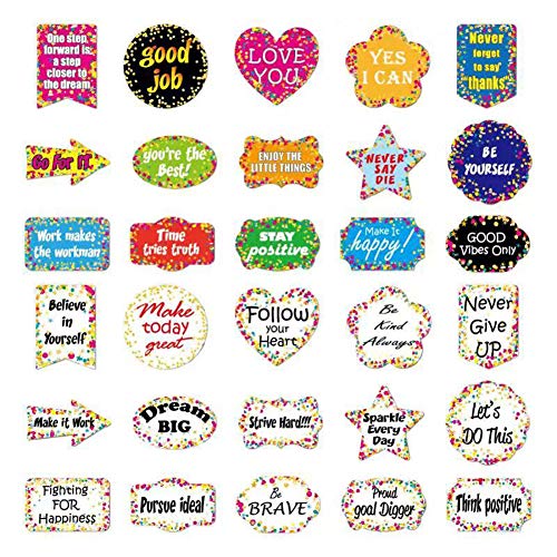 Product Cover Waterproof Positive Words Stickers for Hydro Flasks Water Bottles, Laptop, Guitar Car Luggage, Skateboard, Motorcycle, Bicycle, Lovely Colorful Sticker for Kids, Teens, Women, Feminists Wall,DIY 30Pcs
